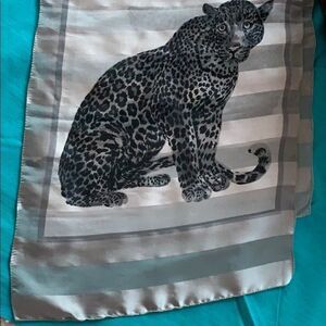 Vintage cheetah chiffon polyester grey scarf